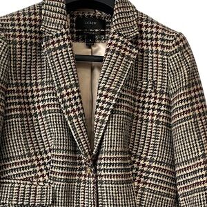 J.Crew Schoolboy Blazer Plaid Wool Brown Tan Gold Buttons Women’s Size 0